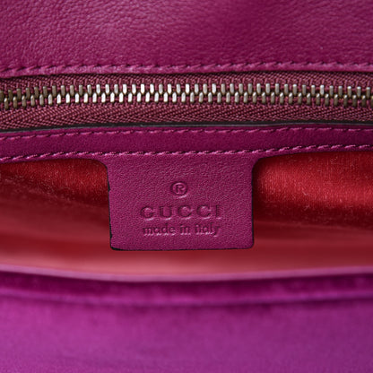 Gucci Velvet Matelasse Loved Embroidered Medium GG Marmont Shoulder Bag Fuchsia Violet Cyclamen 6 of 9