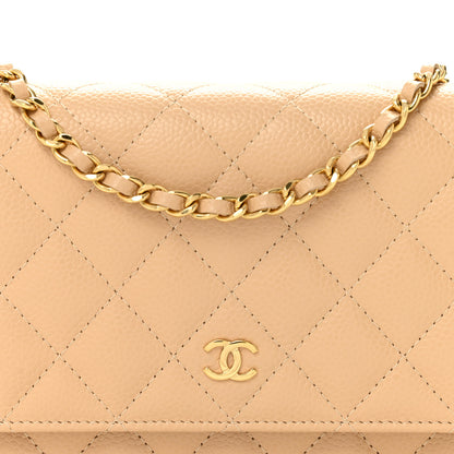 Chanel Caviar Quilted Wallet on Chain WOC Beige 9 of 12