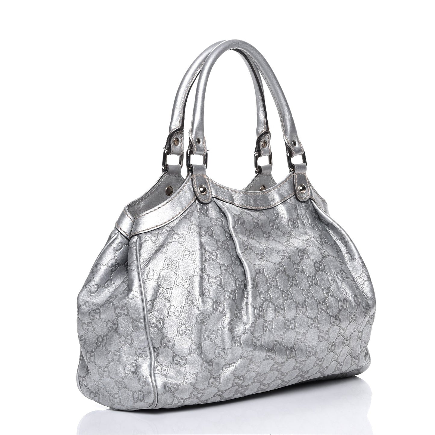 Guccissima Medium Sukey Tote Silver
