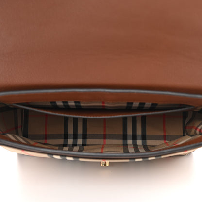 Burberry Calfskin Vintage Check Note Crossbody Bag Tan 5 of 11