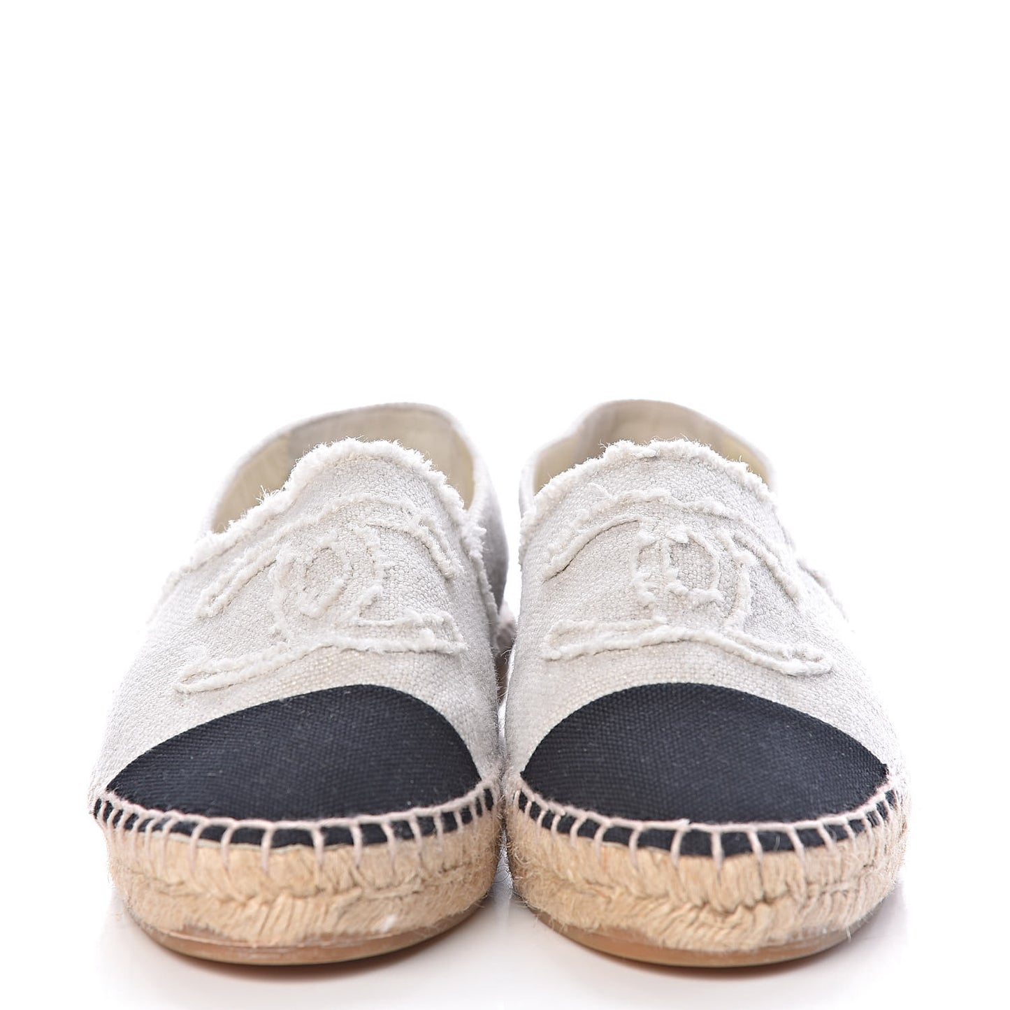 Linen CC Espadrilles 37 Beige Black