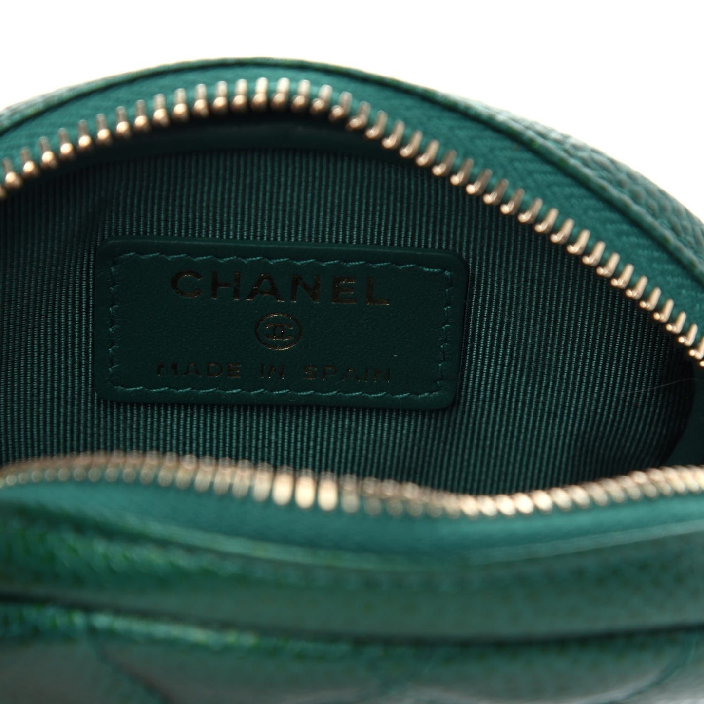 Metallic Caviar Quilted Zip Around Classic Coin Purse Green