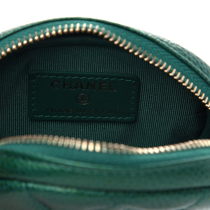 Chanel Metallic Caviar Quilted Zip Around Classic Coin Purse Green 6 of 7