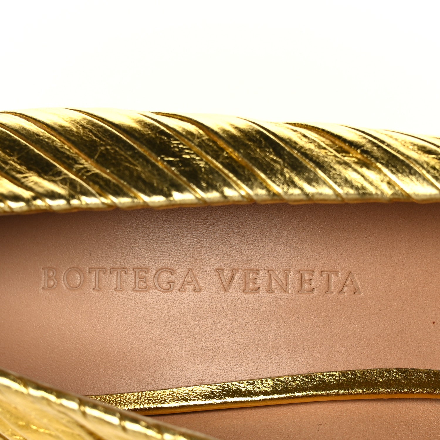 Bottega Veneta Metallic Bark Nappa Almond Pumps 37 Gold 7 of 8