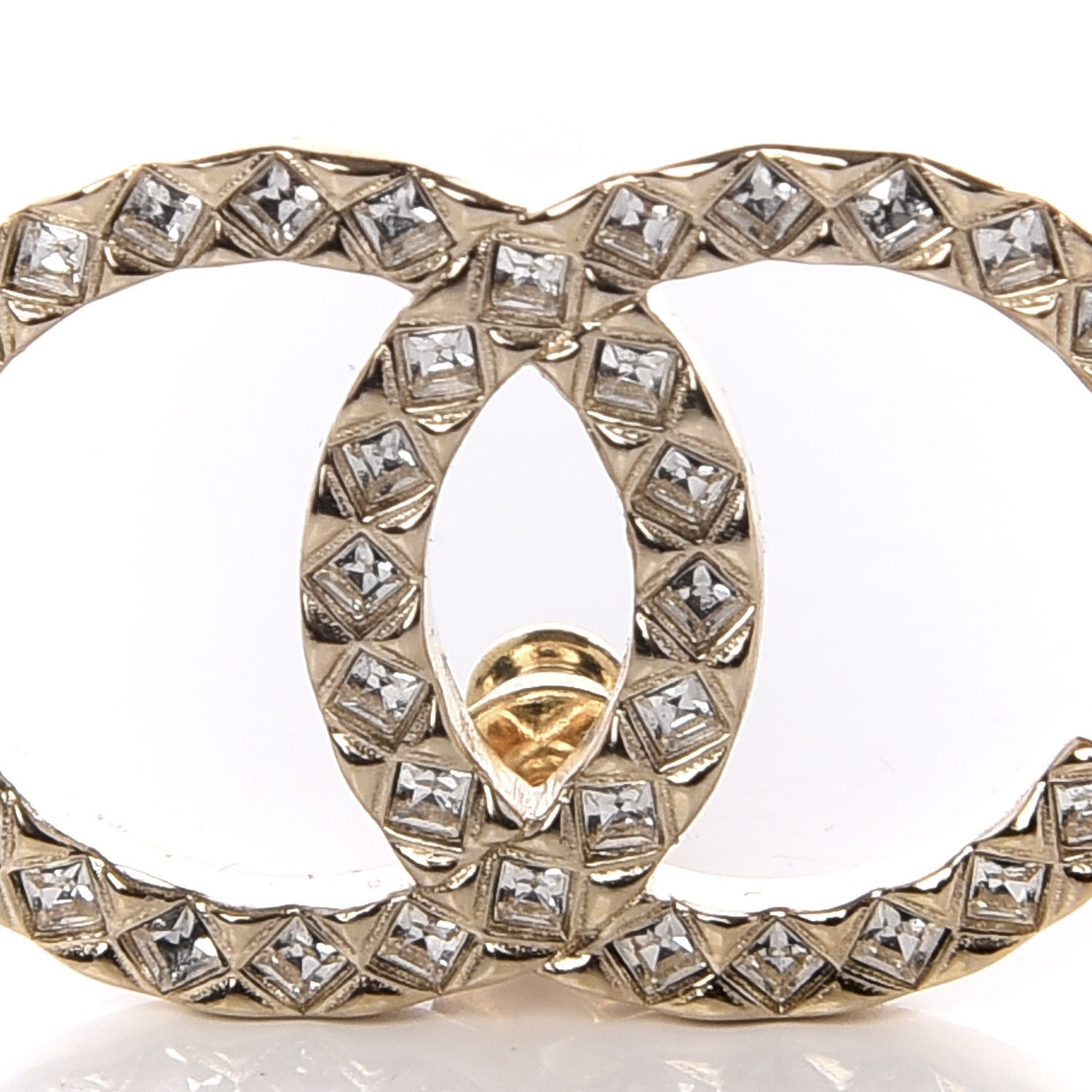 Chanel Baguette Crystal High Society CC Earrings Gold 3 of 3