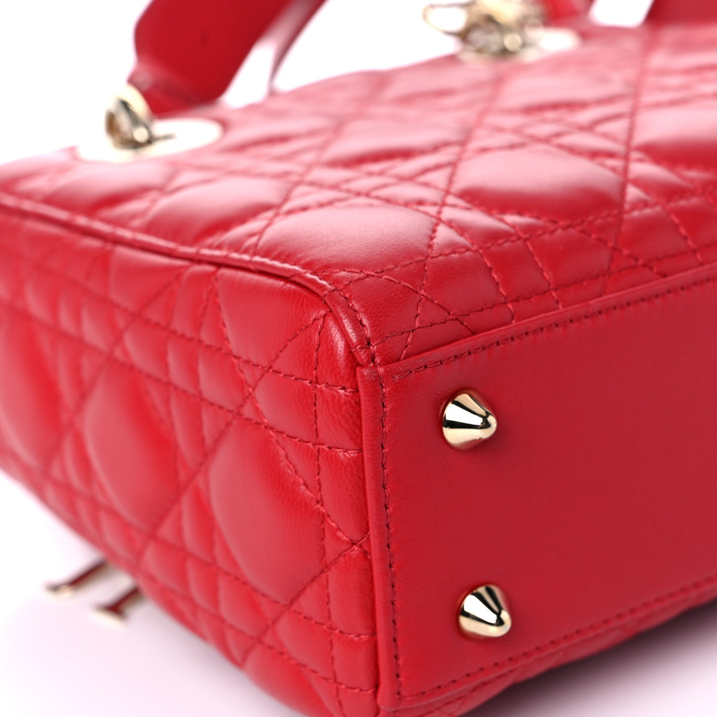 Lambskin Cannage Small Lucky Badges My Lady Dior Red