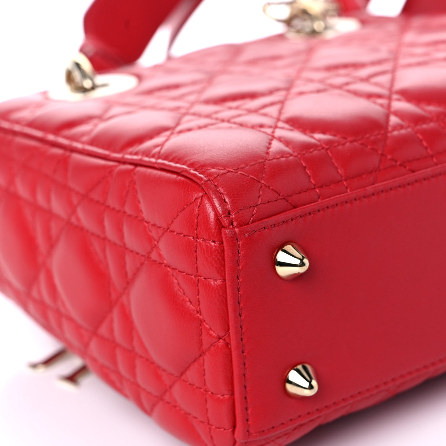 Christian Dior Lambskin Cannage Small Lucky Badges My Lady Dior Red 9 of 12