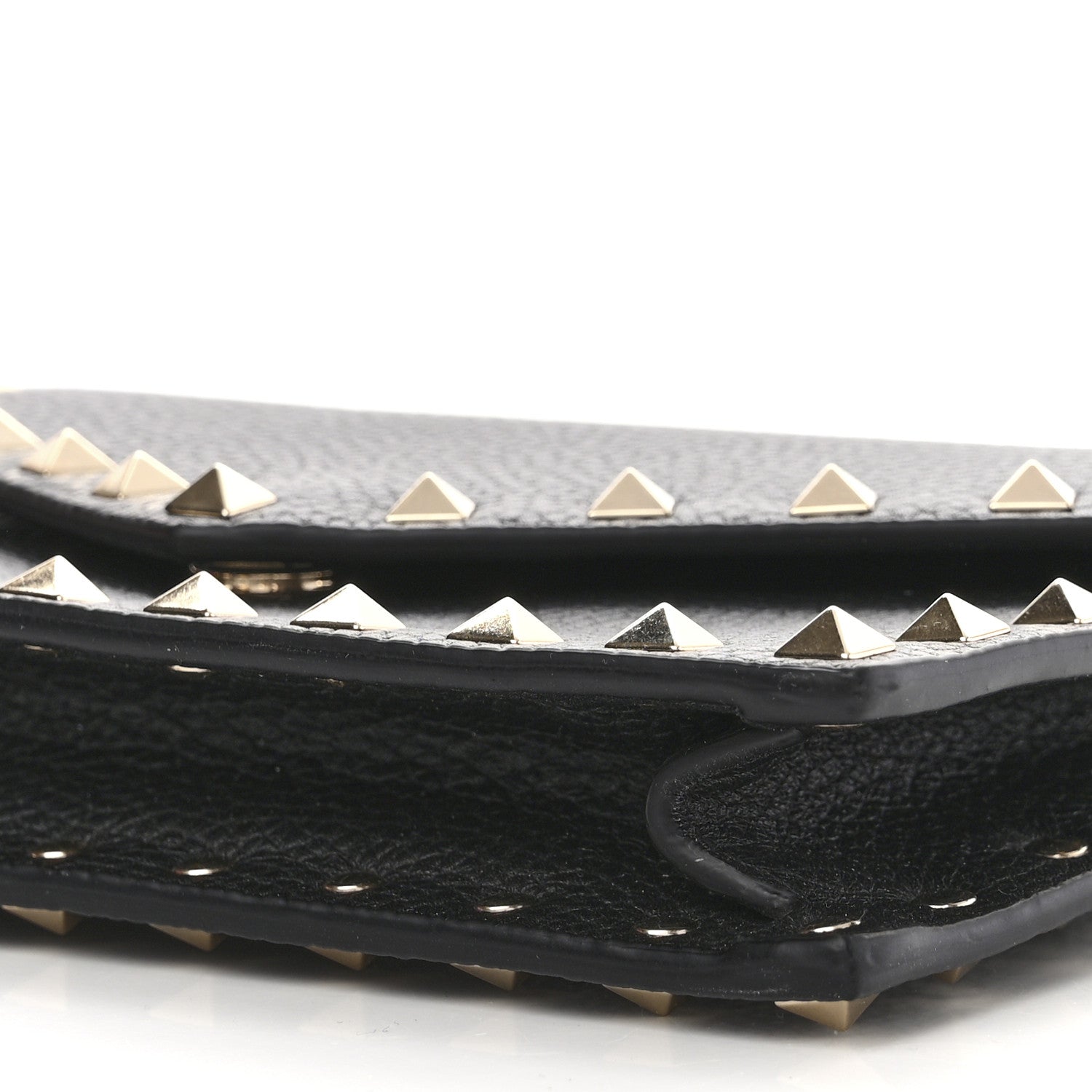 Valentino Garavani Pebbled Calfskin Rockstud Envelope Wallet on Chain Black 11 of 11