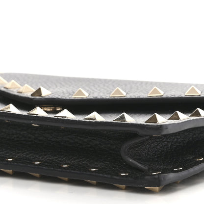 Valentino Garavani Pebbled Calfskin Rockstud Envelope Wallet on Chain Black 11 of 11