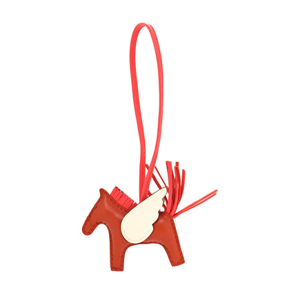 Hermes Milo Lambskin Grigri Rodeo Pegase Horse Bag Charm PM Cornaline Rose Texas White 1 of 4