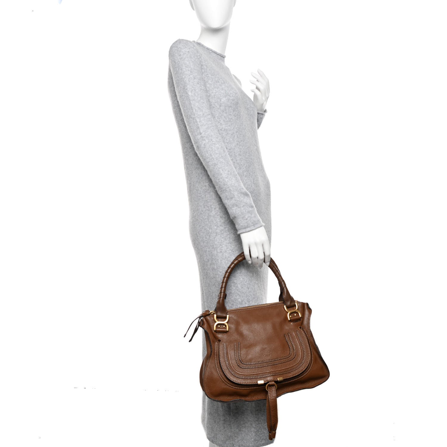 Chloe Calfskin Medium Marcie Satchel Tan 2 of 15