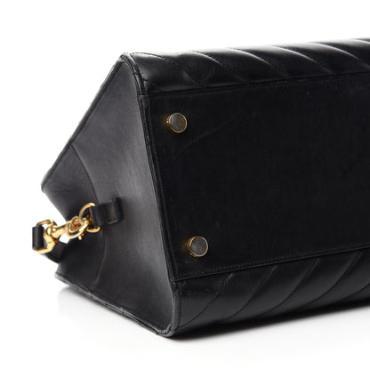 Saint Laurent Calfskin Matelasse Chevron Medium Monogram Cabas Black 6 of 12
