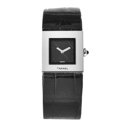 Chanel Stainless Steel Alligator 19mm Acier Quartz Watch Black 1 of 9