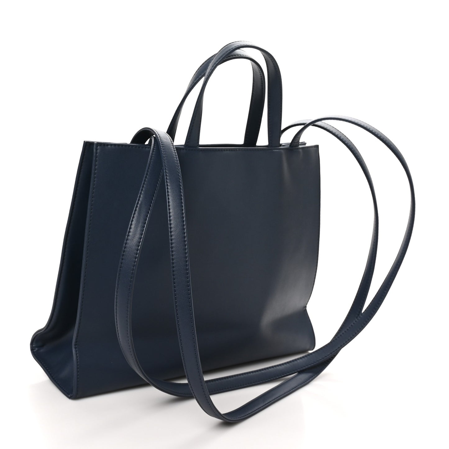 Vegan Leather Medium Shopping Bag Navy