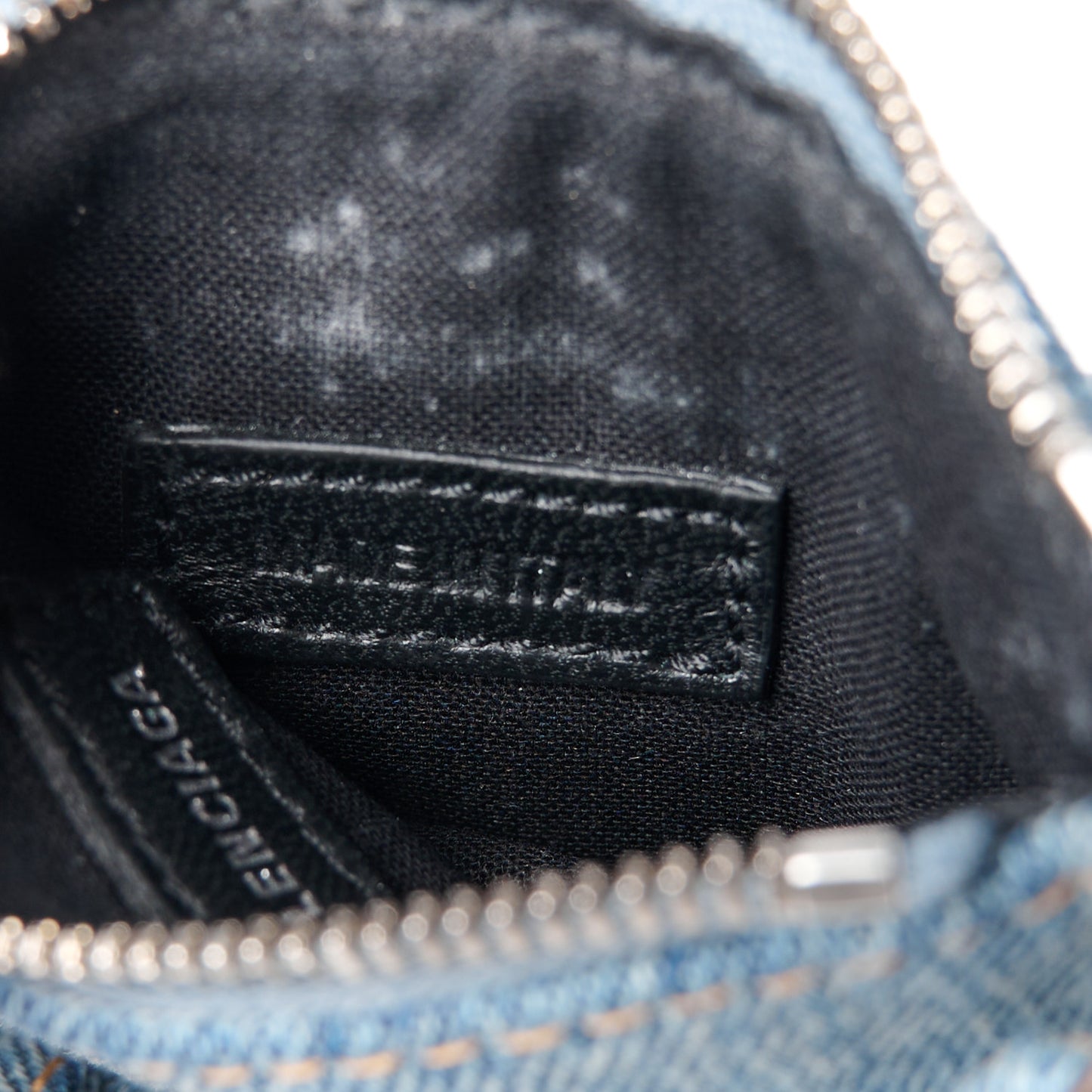 Washed Frayed Denim Crystal Neo Cagole City Handbag Blue