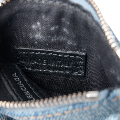 Balenciaga Washed Frayed Denim Crystal Neo Cagole City Handbag Blue 11 of 14