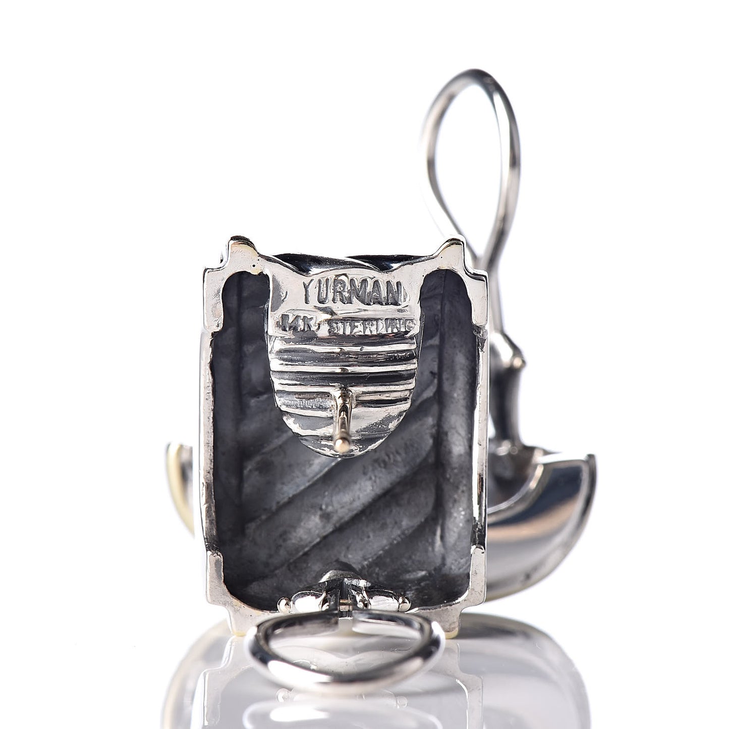 Sterling Silver 14K Yellow Gold Cable Classics Cigar Band Earrings
