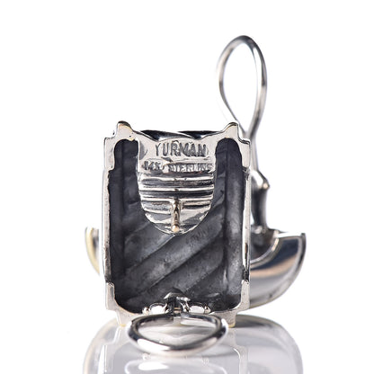David Yurman Sterling Silver 14K Yellow Gold Cable Classics Cigar Band Earrings 4 of 4