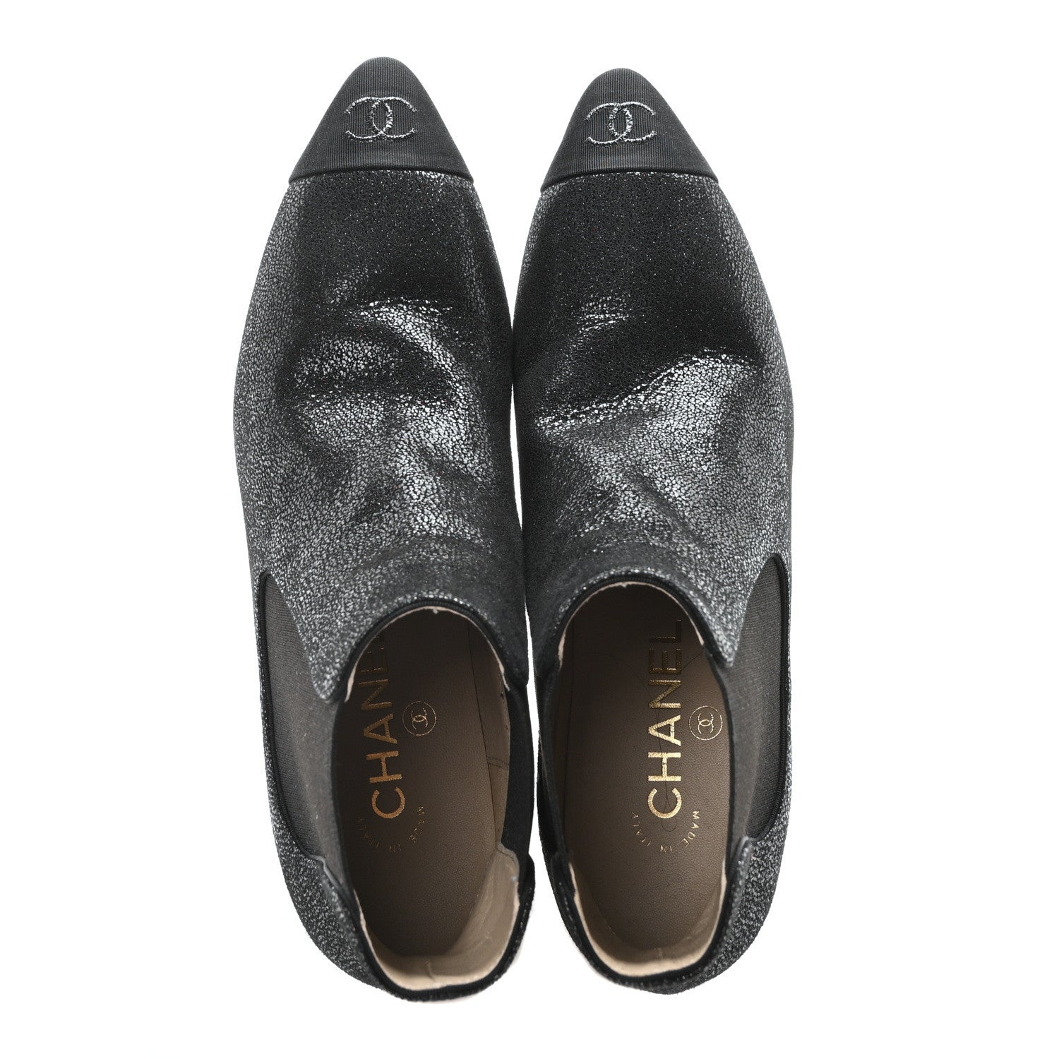 Chanel Goatskin Grosgrain Cap Toe Short Boots 37 Black 2 of 9