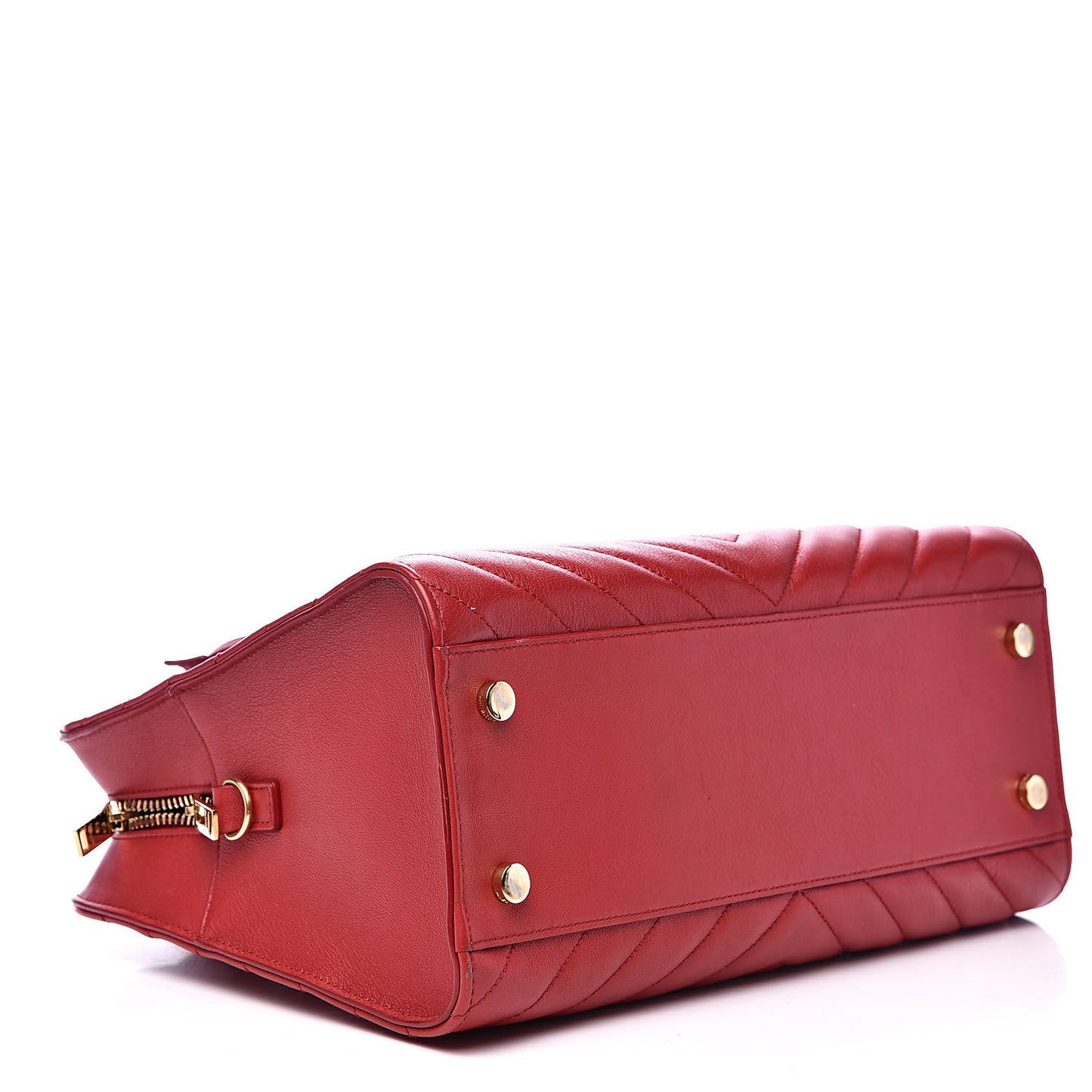 Calfskin Matelasse Chevron Small Monogram Cabas Lipstick Red