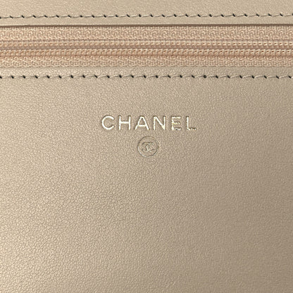Chanel Tweed Shearling Quilted Chanel Wallet On Chain WOC Beige Black 6 of 11