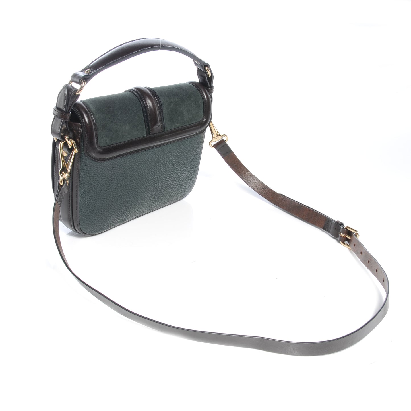 Leather Suede Brickfield Shoulder Bag Green