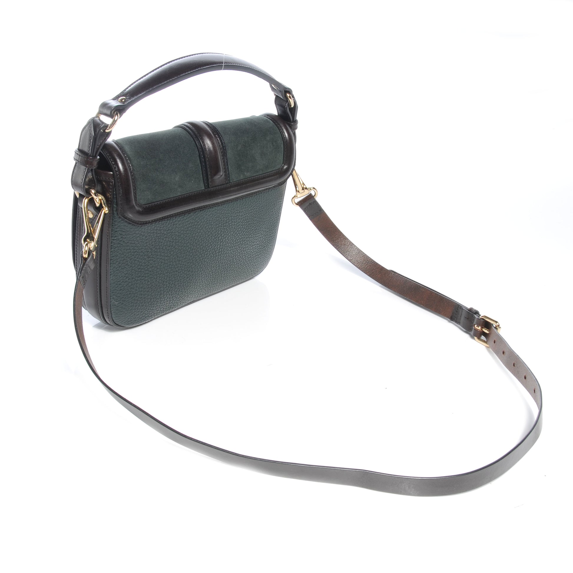 Burberry Leather Suede Brickfield Shoulder Bag Green 3 of 11
