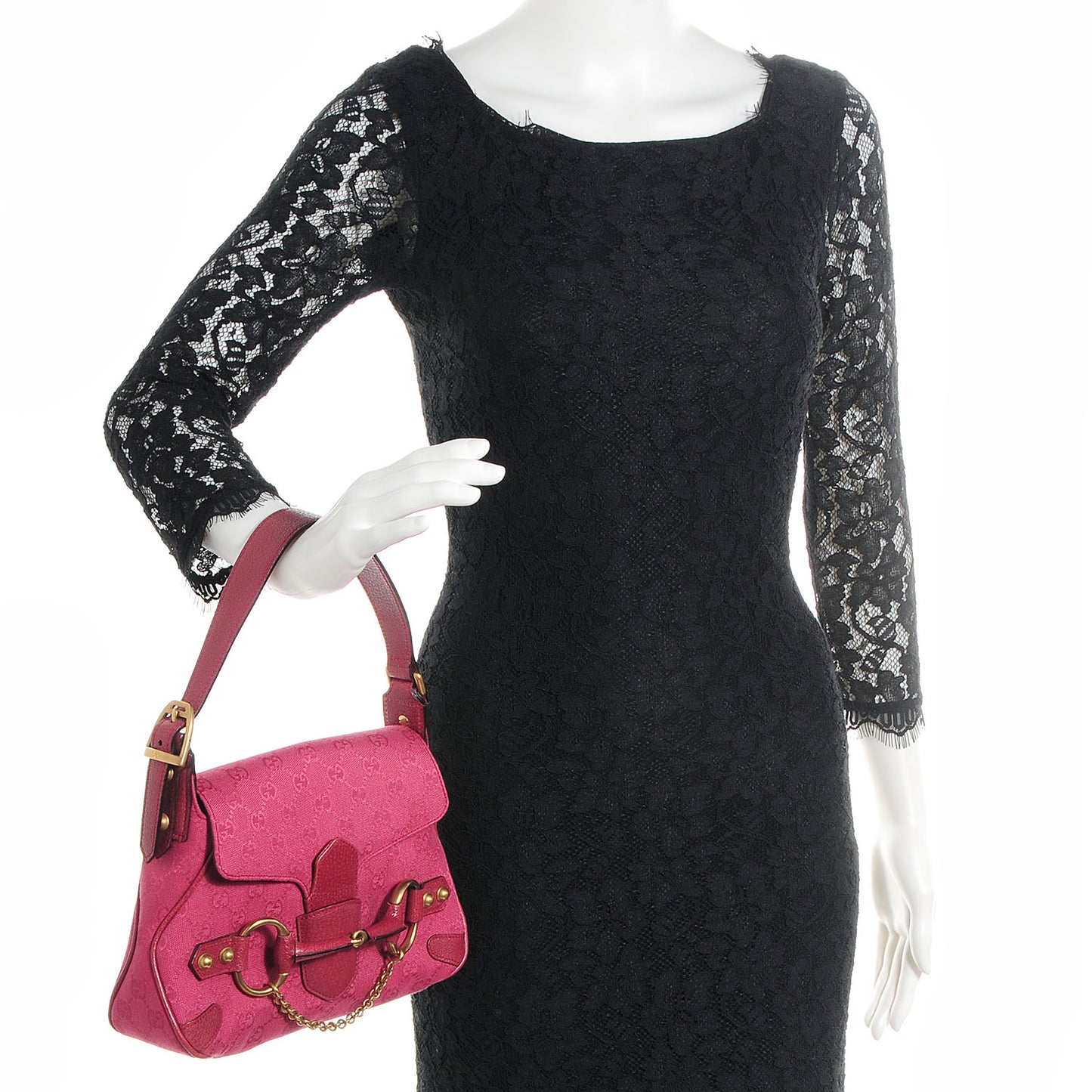 Monogram Small Horsebit Chain Flap Bag Fuchsia