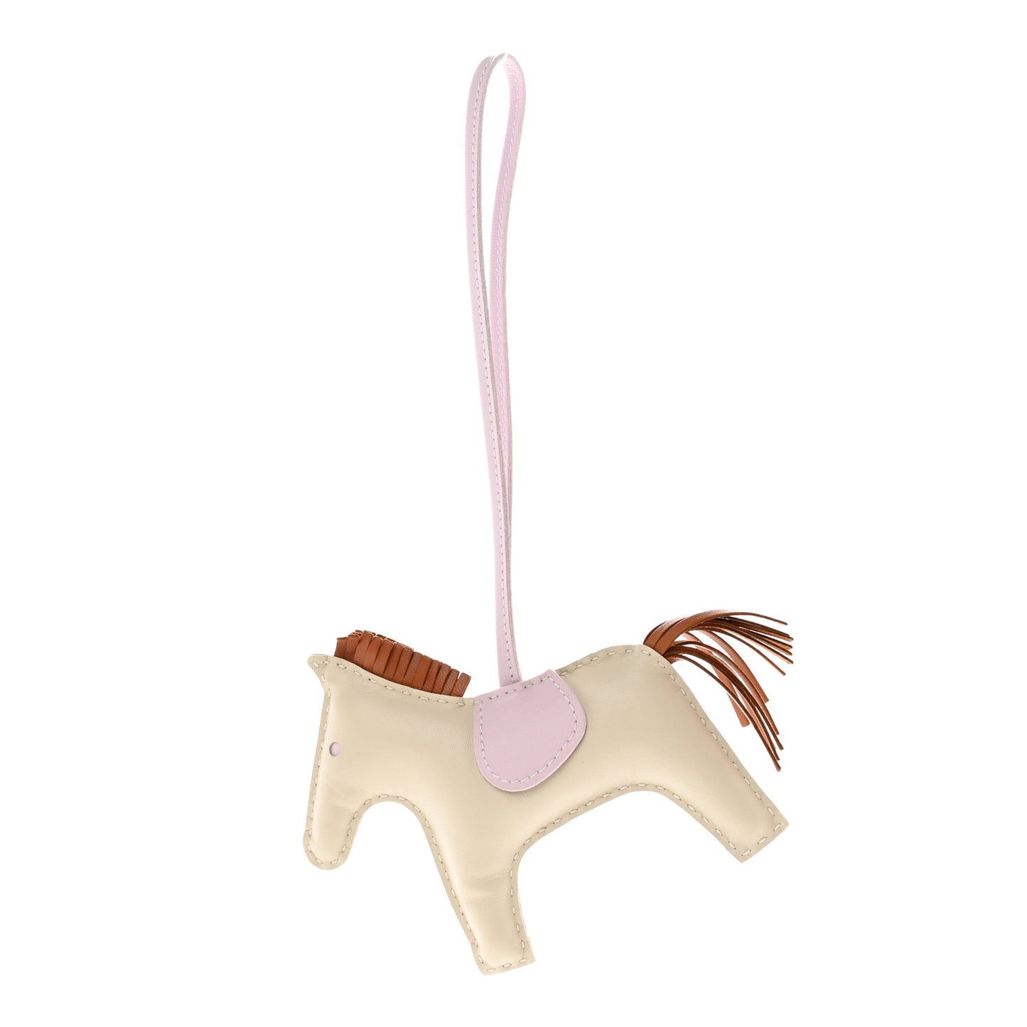 Milo Lambskin Grigri Rodeo Horse Bag Charm MM Craie Gold Mauve Pale