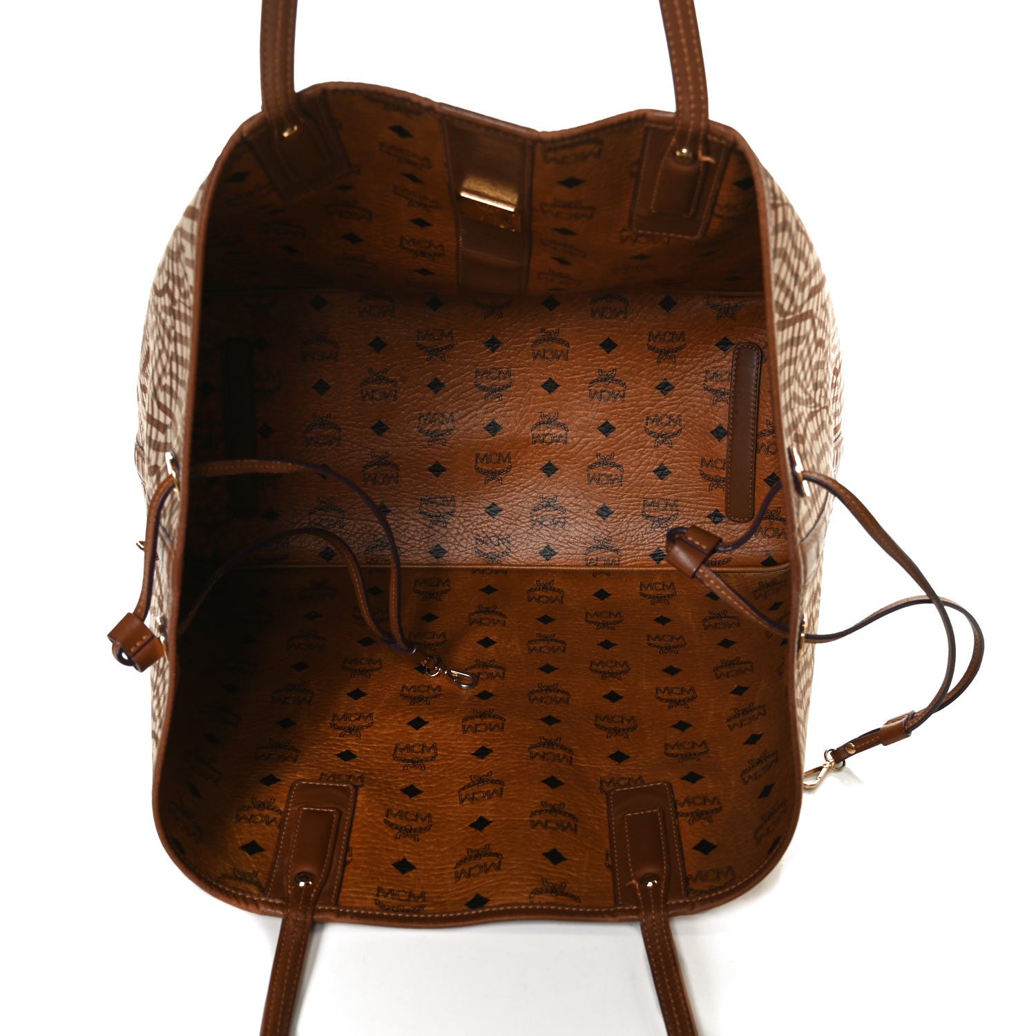 MCM Visetos Large Liz Reversible Shopper Tote Cognac 9 of 24