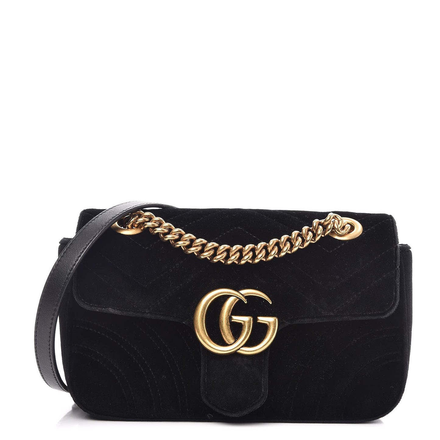Velvet Matelasse Mini GG Marmont Shoulder Bag Black