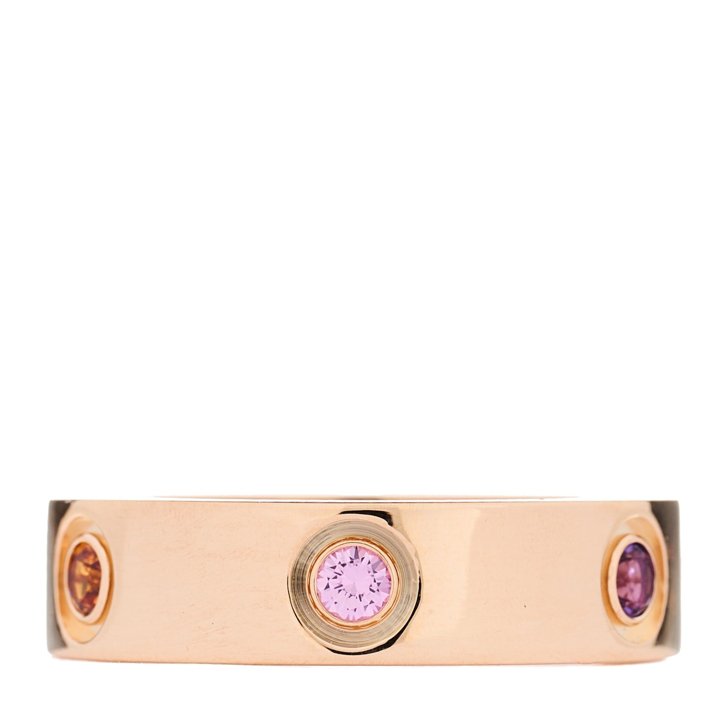 18K Pink Gold Sapphire Garnet Amethyst 5.5mm LOVE Ring 55 7.25
