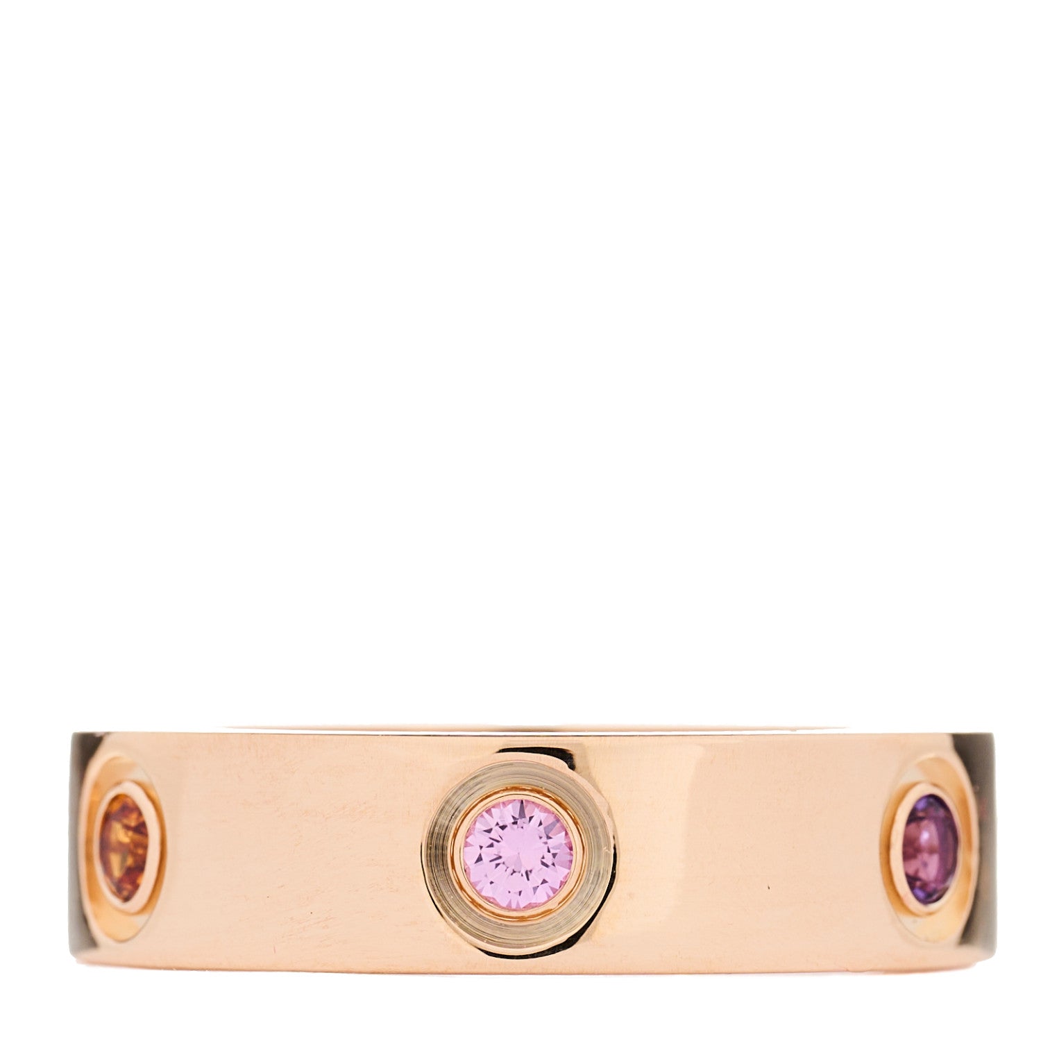 Cartier 18K Pink Gold Sapphire Garnet Amethyst 5.5mm LOVE Ring 55 7.25 1 of 8