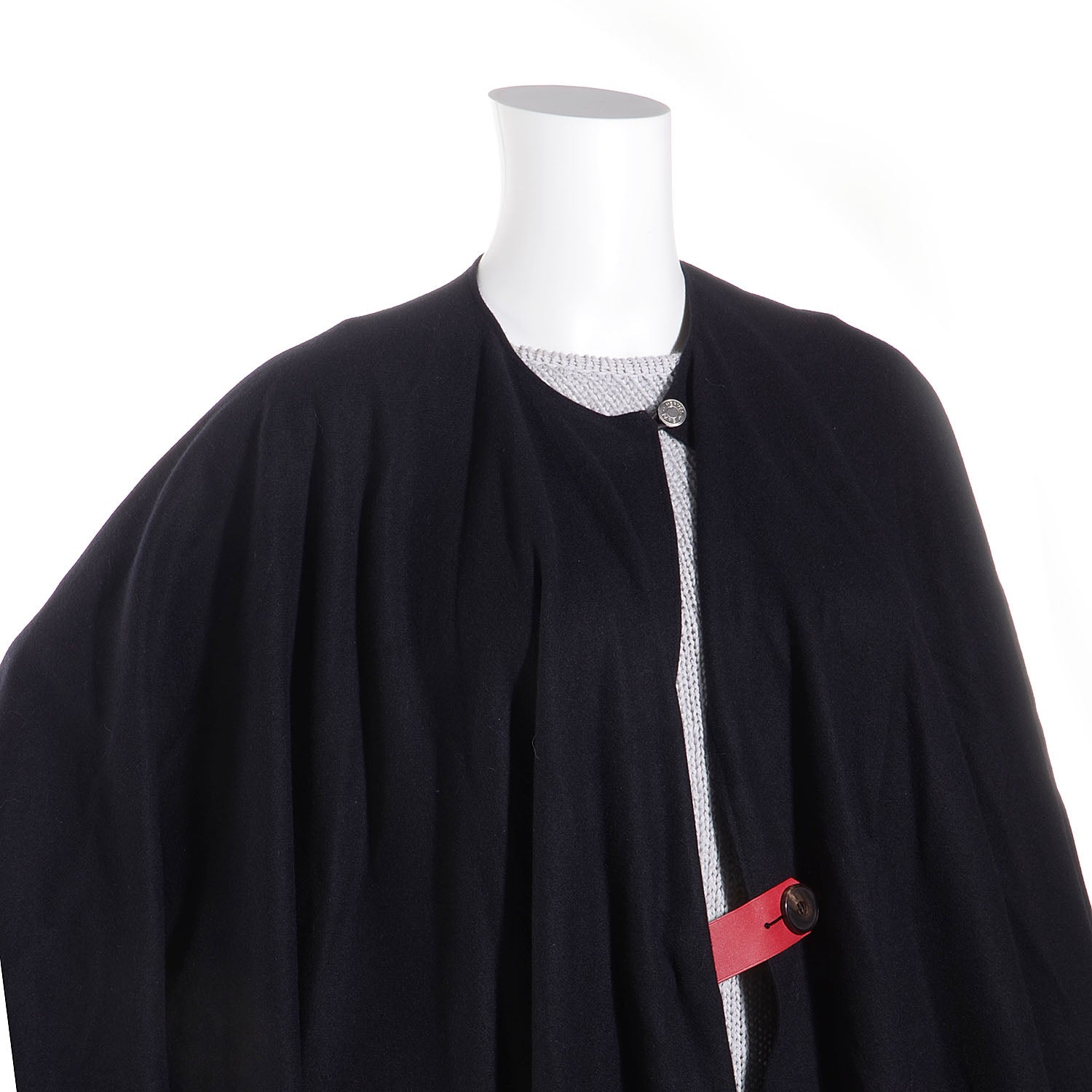 Hermes Cashmere Swift Petit H Poncho Black Rubis 3 of 8