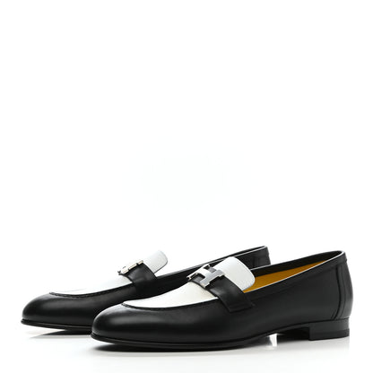 Hermes Calfskin Womens Paris Loafers 39 Black White 3 of 7