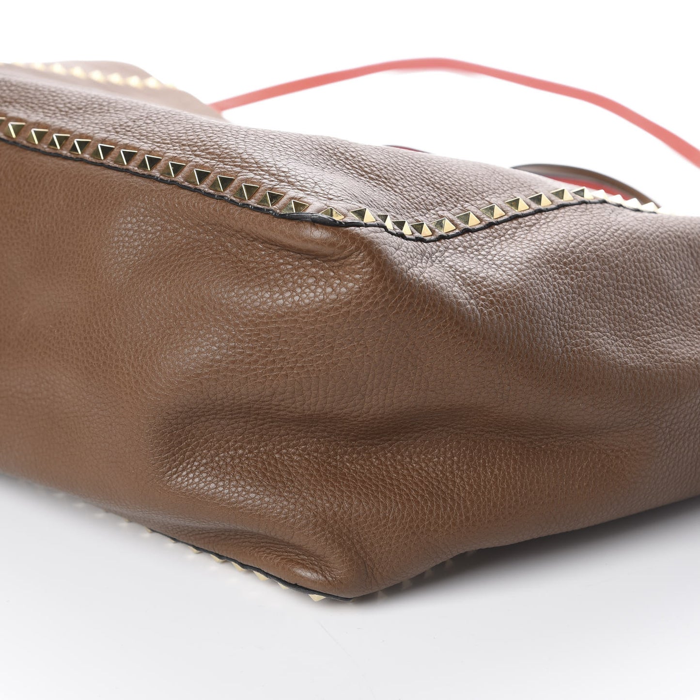 Calfskin Medium Rockstud Reversible Tote Brown Red