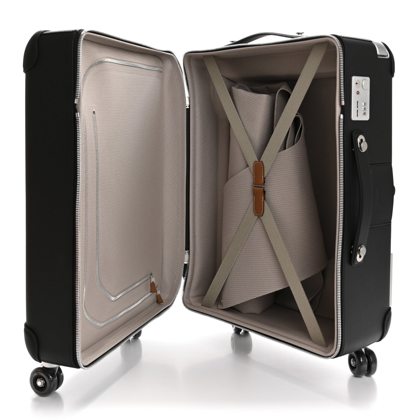 H Plume Canvas Taurillon Regate La Danse Des Chevaux R.M.S. Trolley Case Luggage Gris Fonce Ecru Black
