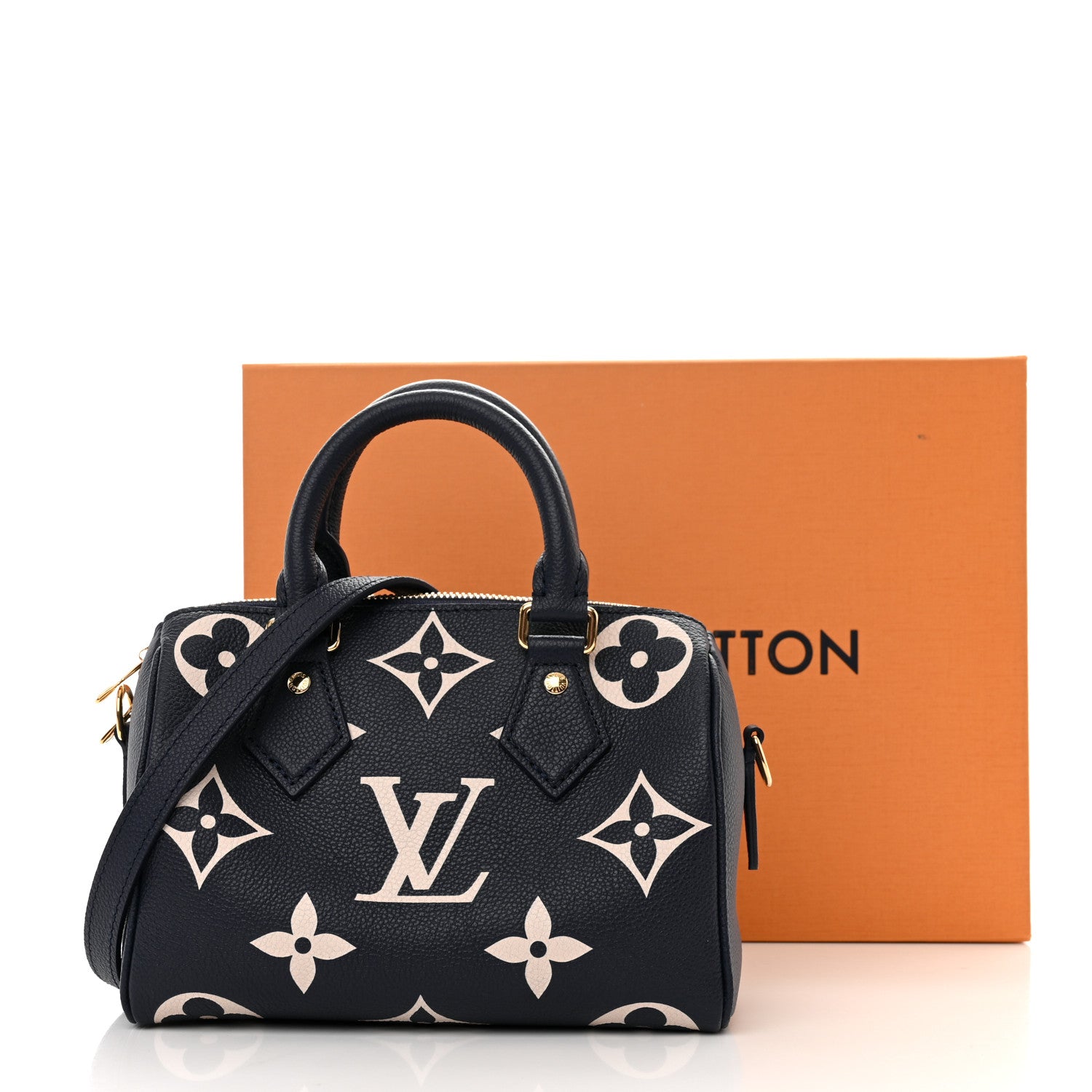 Louis Vuitton Empreinte Monogram Giant Speedy Bandouliere 20 Navy Creme 10 of 10