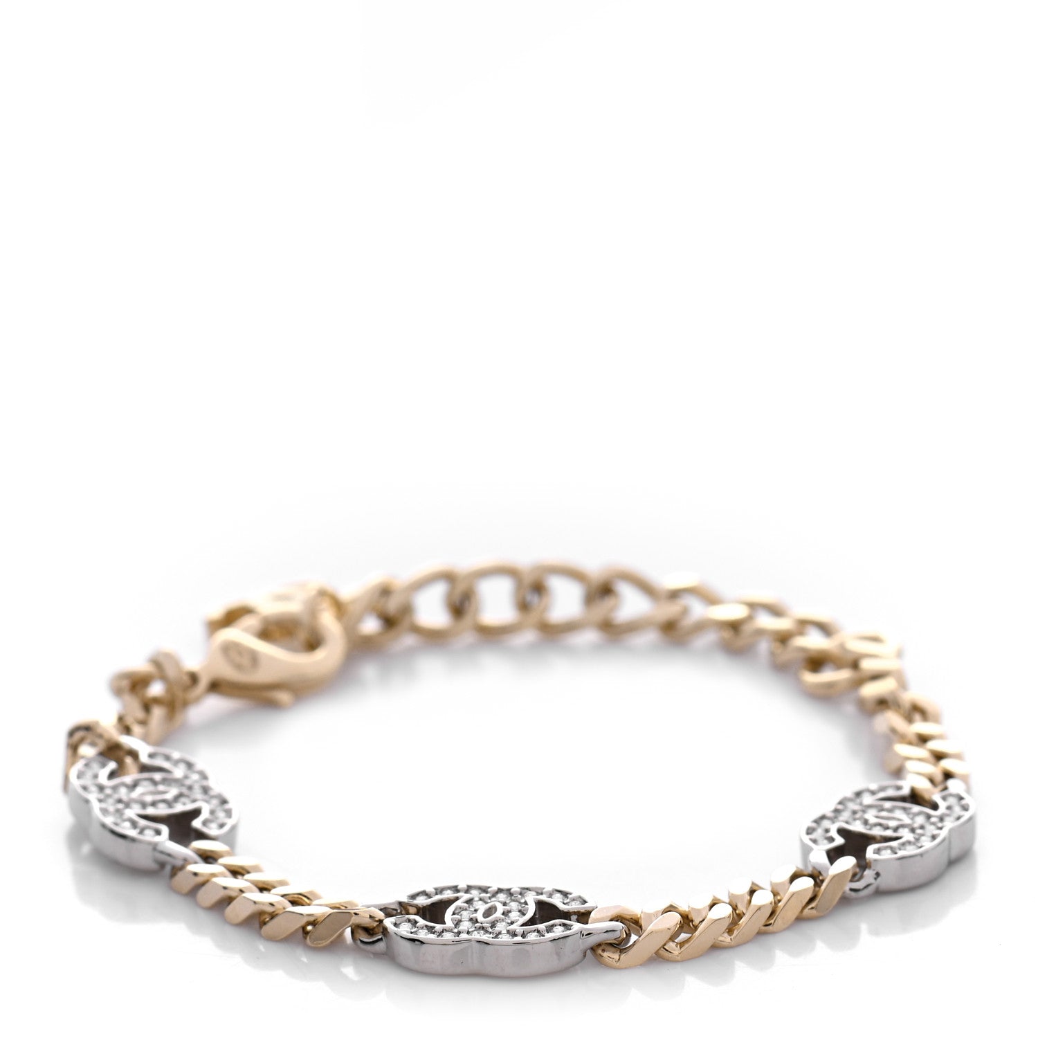 Chanel Crystal CC Chain Bracelet Gold Silver 1 of 4