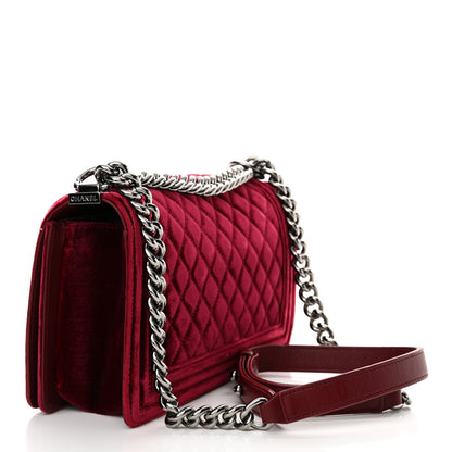 Chanel Velvet Quilted Medium Boy Flap Burgundy 3 of 11
