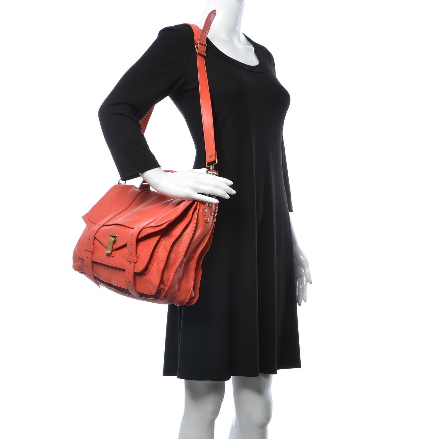 Lambskin PS1 Large Satchel Deep Coral