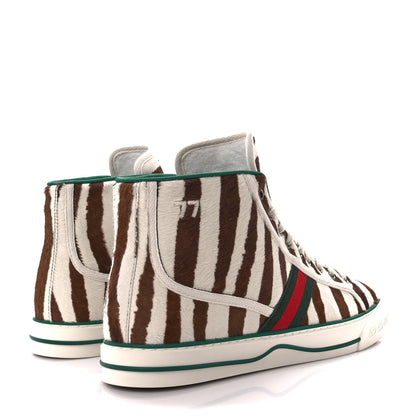 Gucci Pony Hair Mens 1977 Tennis High Top Sneakers 9 Brown 4 of 9