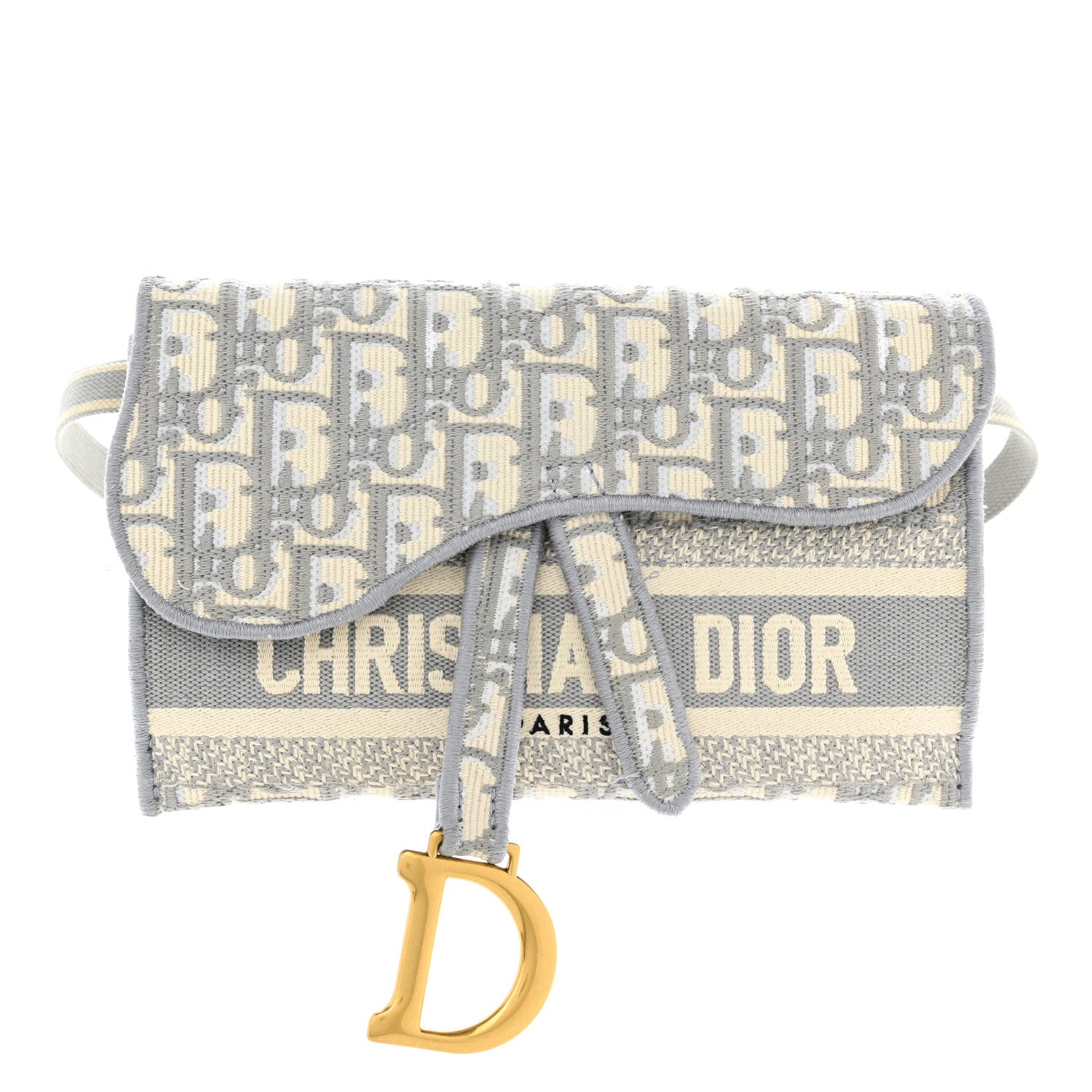 Christian Dior Oblique Slim Saddle Pouch Grey 1 of 11