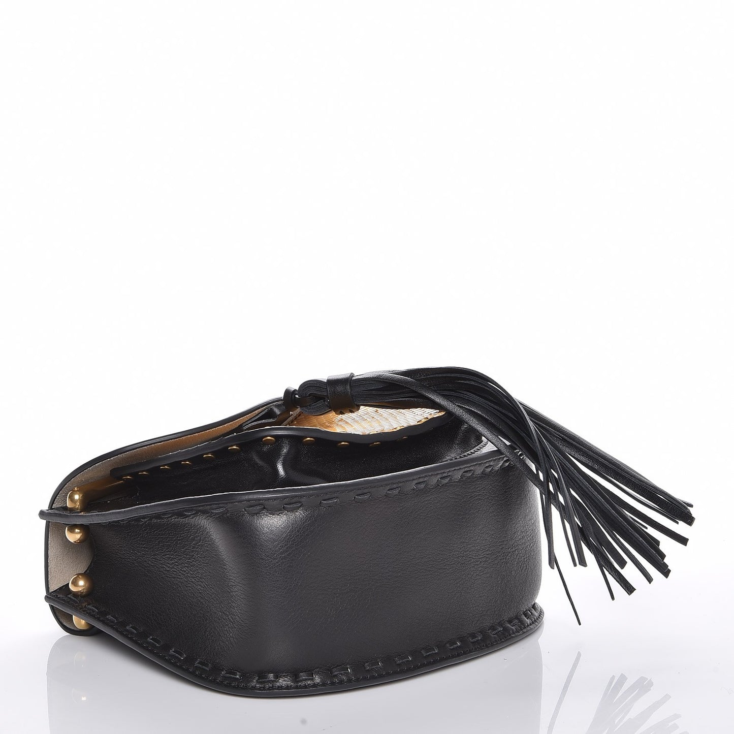 Calfskin Python Studded Mini Hudson Shoulder Bag Black