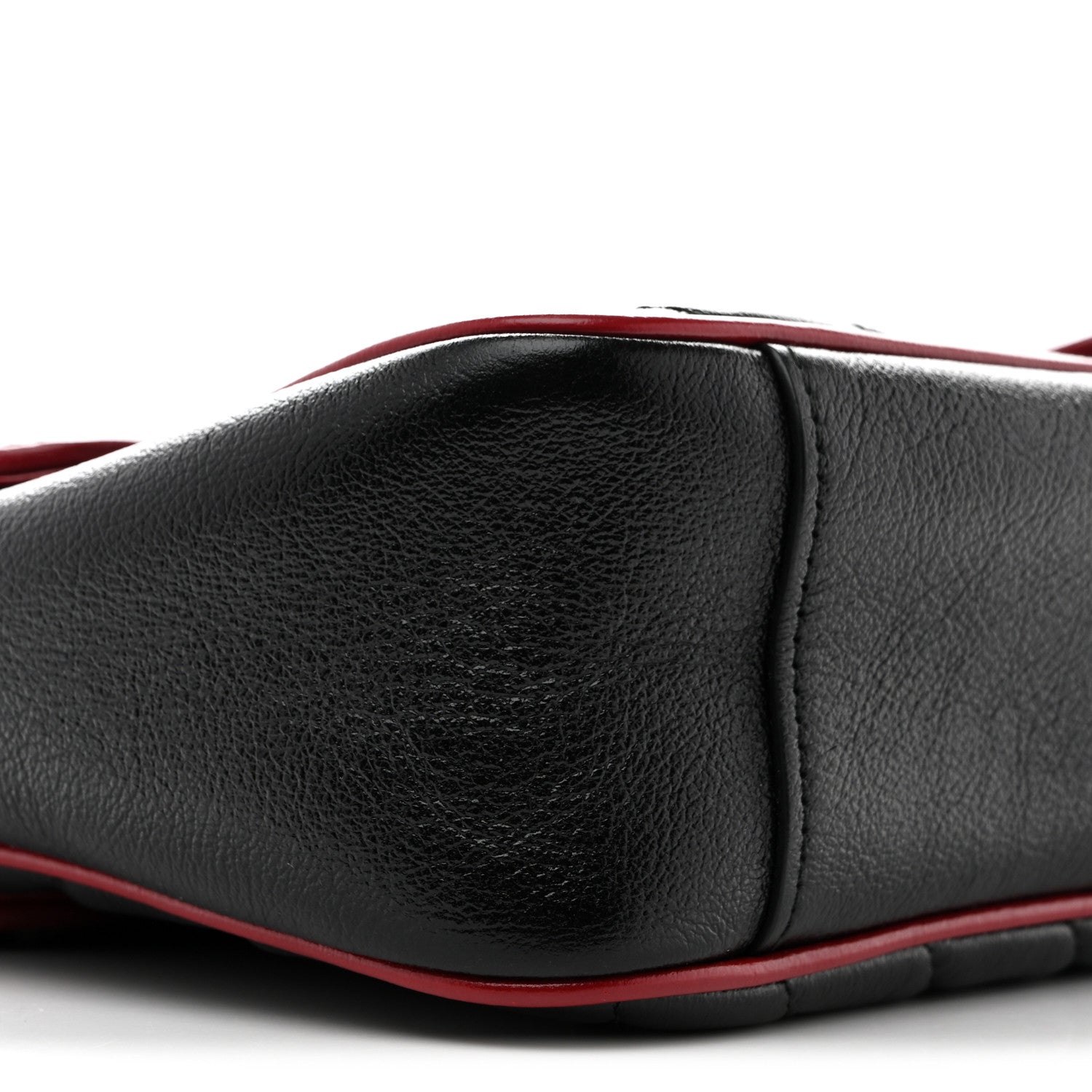 Gucci Vintage Effect Calfskin Matelasse Diagonal Small Torchon GG Marmont Shoulder Bag Black Romantic Cherry 9 of 11