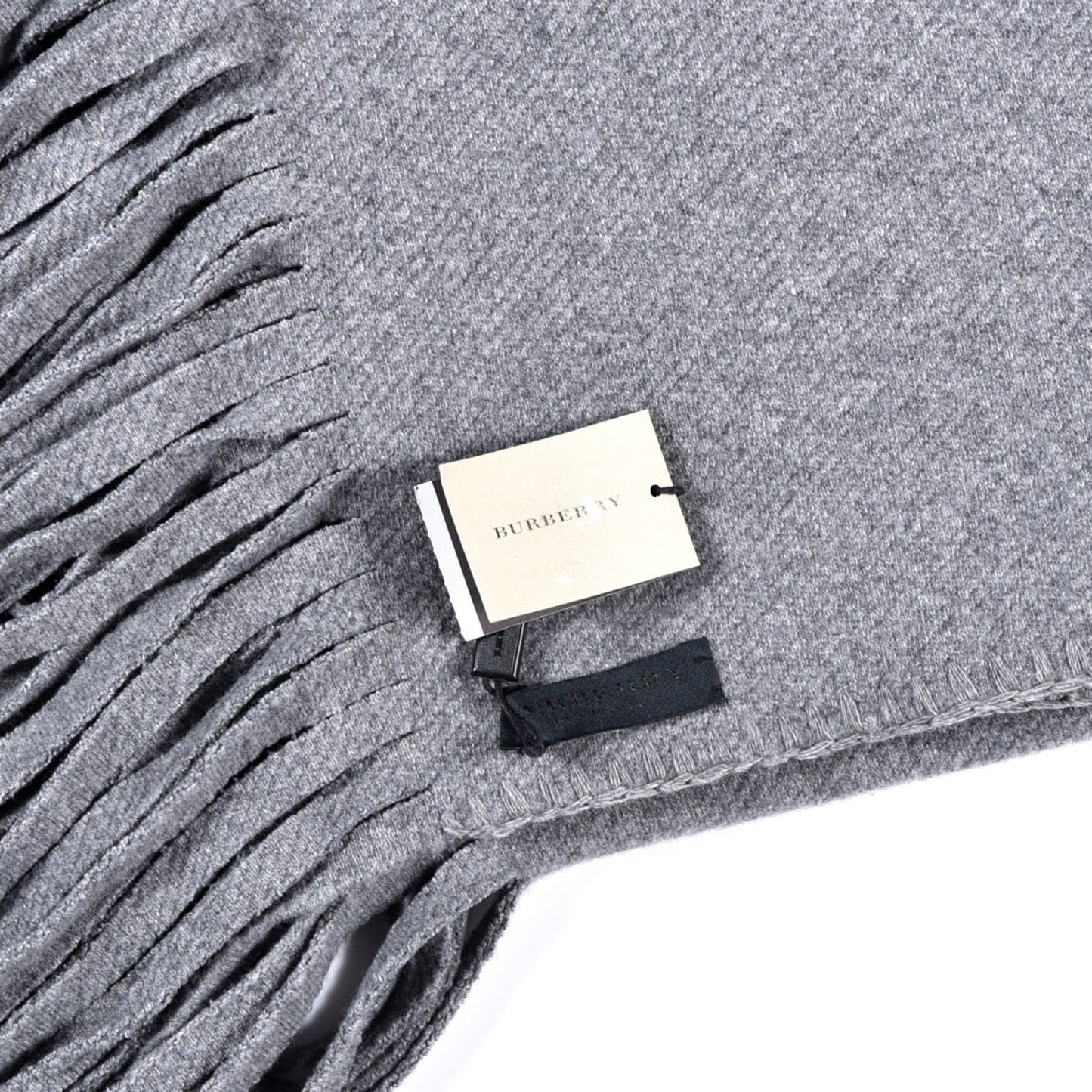 Cashmere Knitted Solid Fringe Scarf Mid Grey