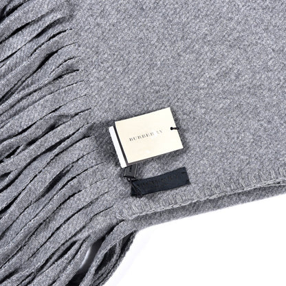 Burberry Cashmere Knitted Solid Fringe Scarf Mid Grey 3 of 3
