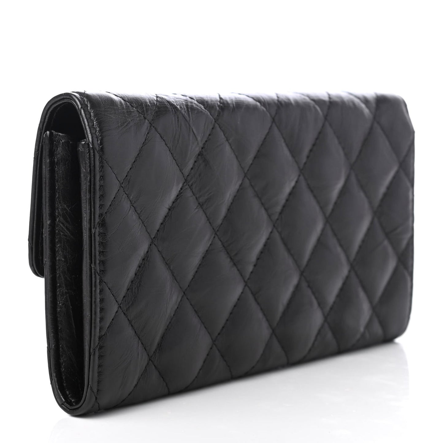 Aged Calfskin Quilted 2.55 Reissue Flap Wallet So Black