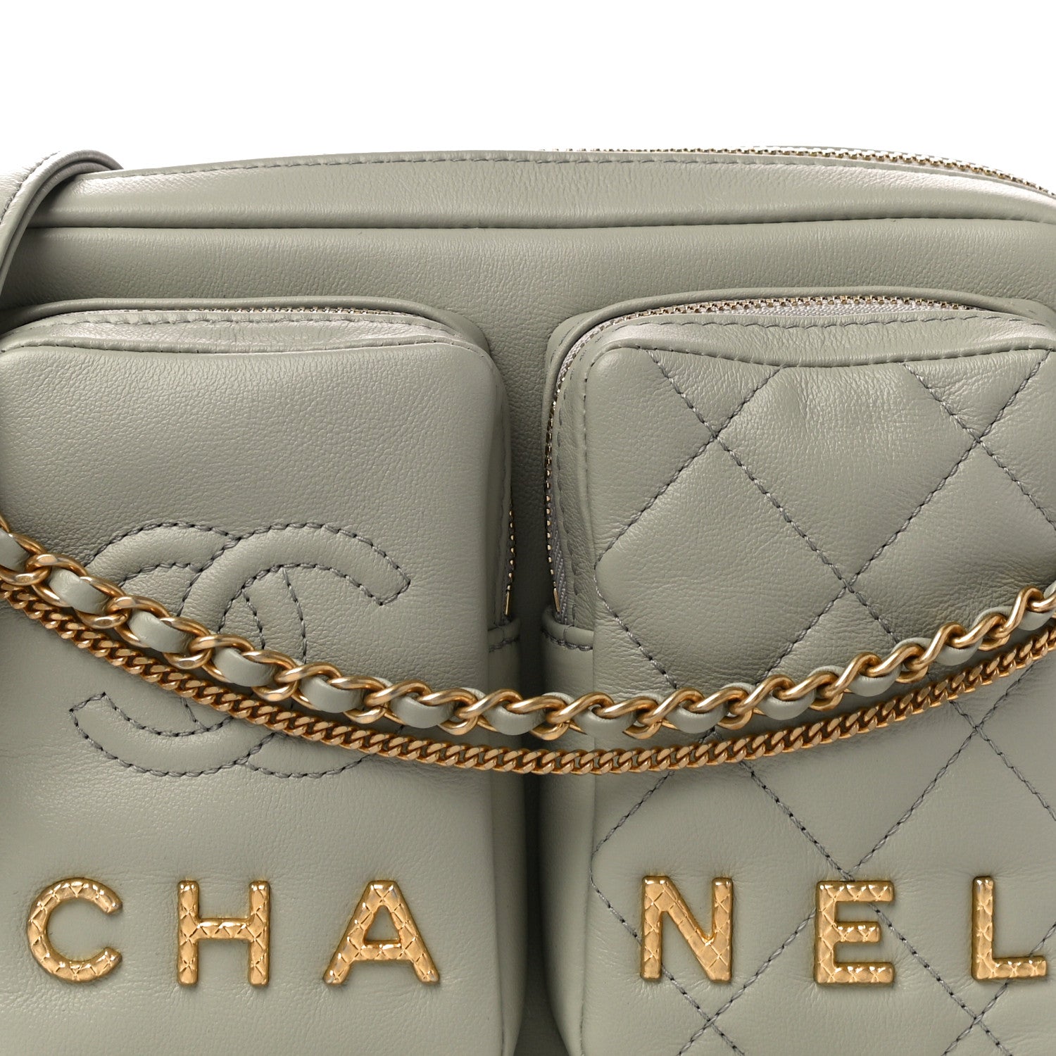 Chanel Calfskin Quilted Small Camera Case Grey 8 of 10