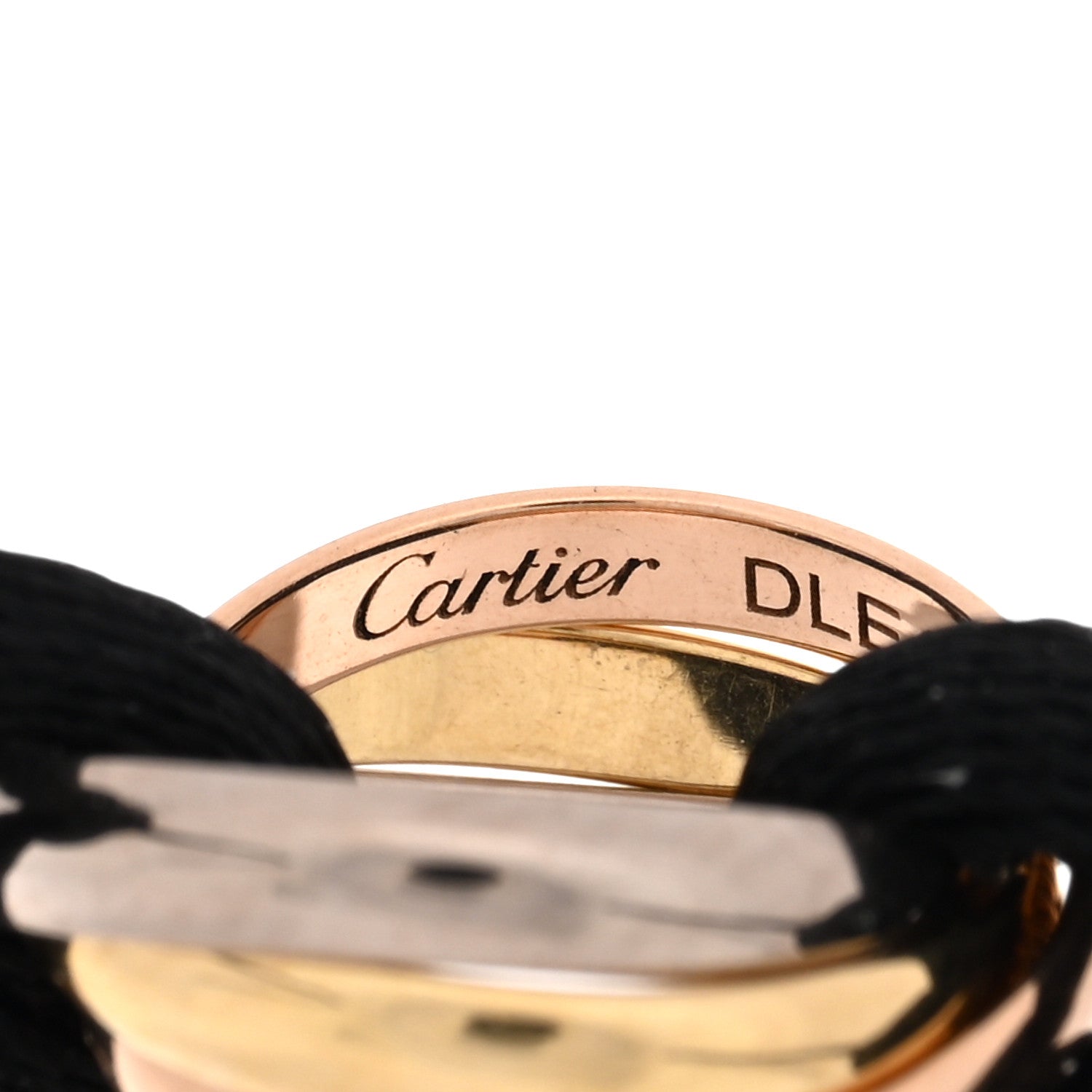 Cartier 18k Pink Yellow White Gold Trinity Adjustable Cord Bracelet Black 3 of 3